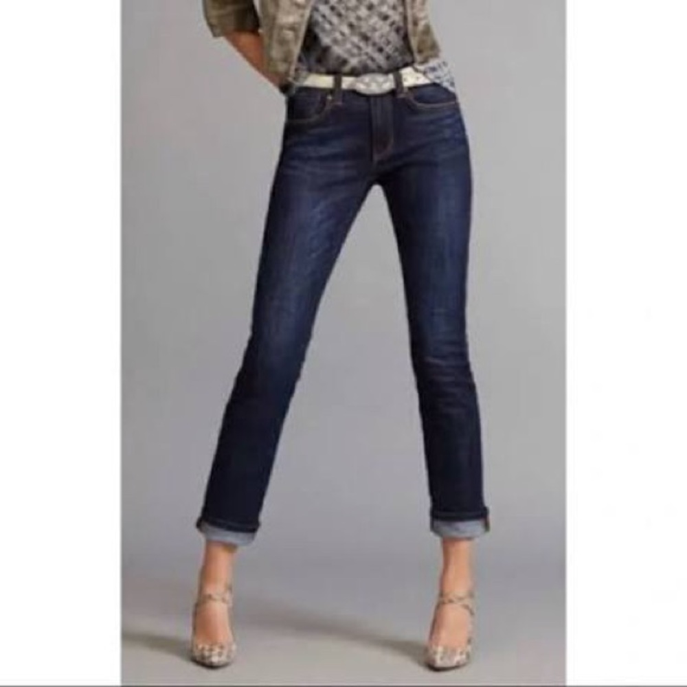 CAbi Size 0 High Straight Dark Blue Women's Jeans 3386